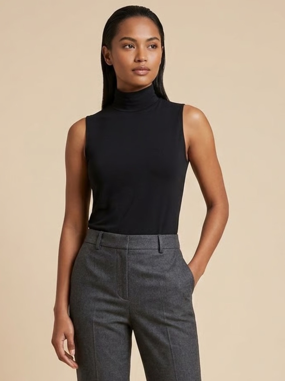 CHICO'S | Black Sleeveless Mockneck Blouse Sz 4